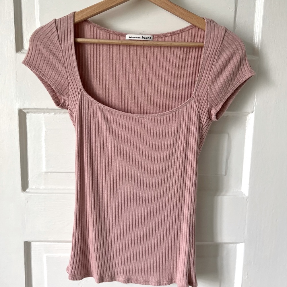 Reformation Bardot Knit Top Size XS Blush